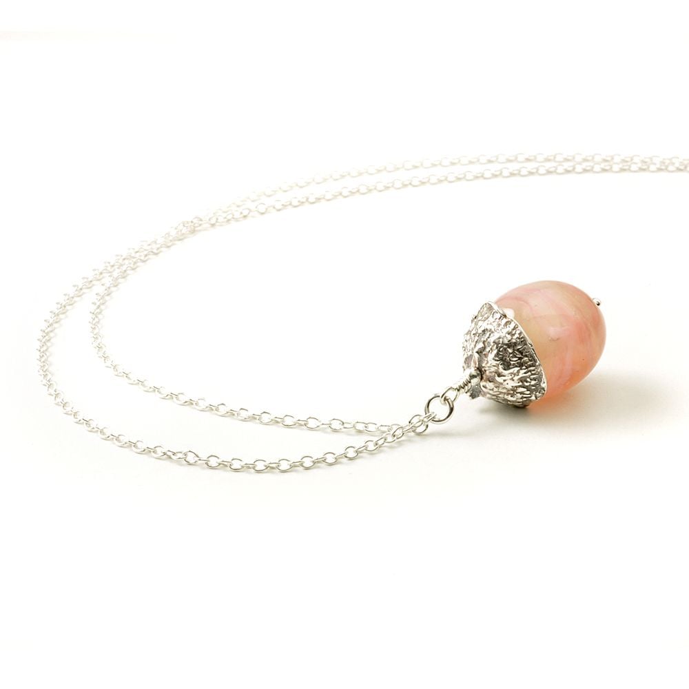 Pale Pink Acorn Necklace