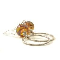 Autumn Fire Glass and Silver Hoop Earrings