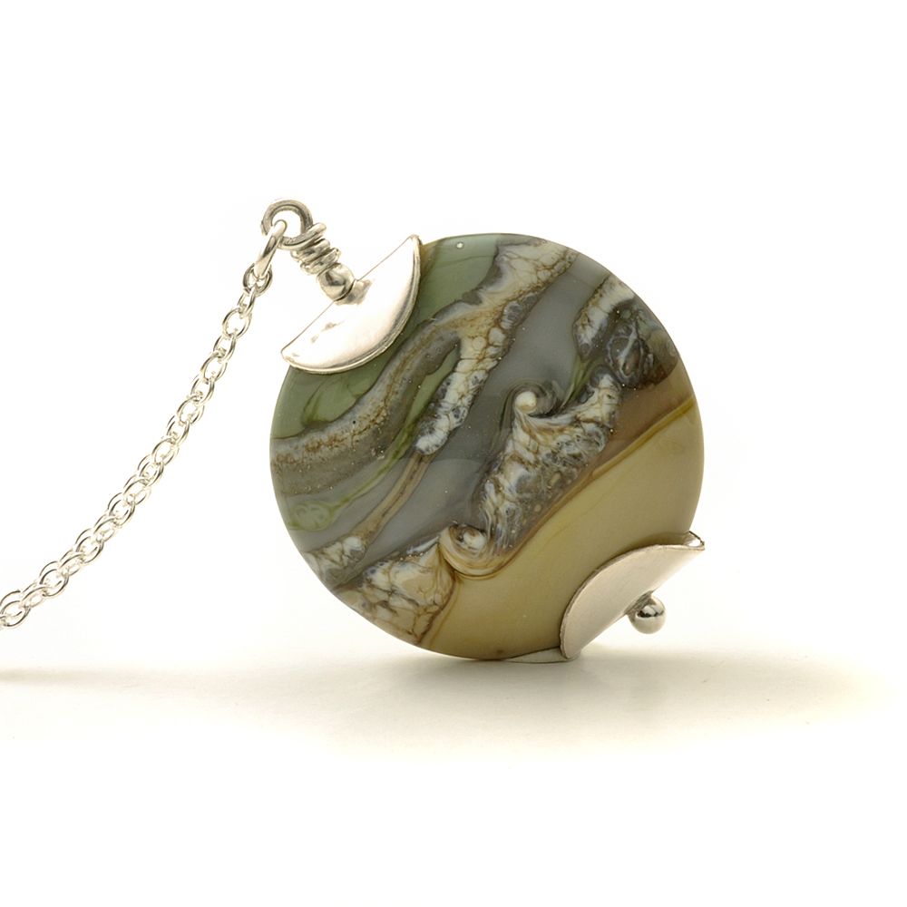 Khaki Sand Lampwork Glass Necklace