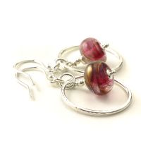 Berry Bronze Glass and Silver Hoop Earrings