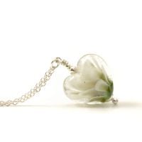 Lily Heart Lampwork Glass Necklace