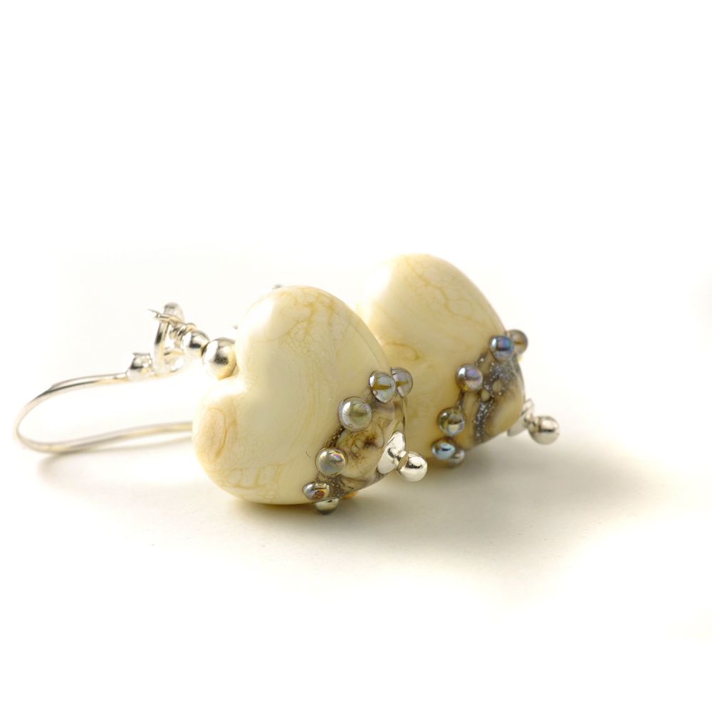 Lampwork Glass Heart Earrings