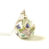 Blue Pansy Glass Flower Necklace