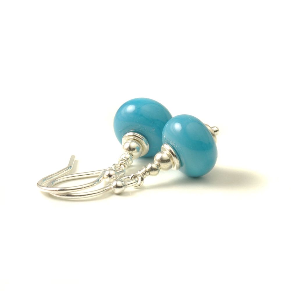 Turquoise Blue Glass Earrings