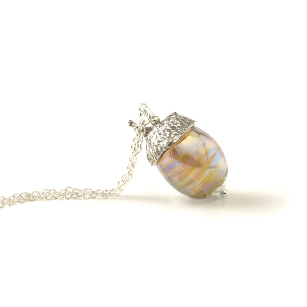 Glass Acorn Necklace on Chain