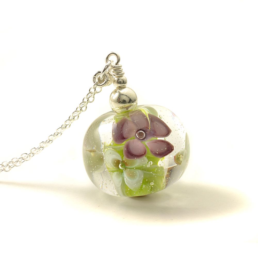 Long Glass Flower Necklace