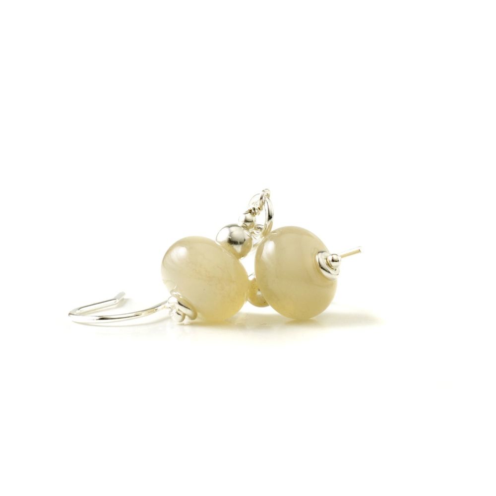 Pearly White Glass Earrings