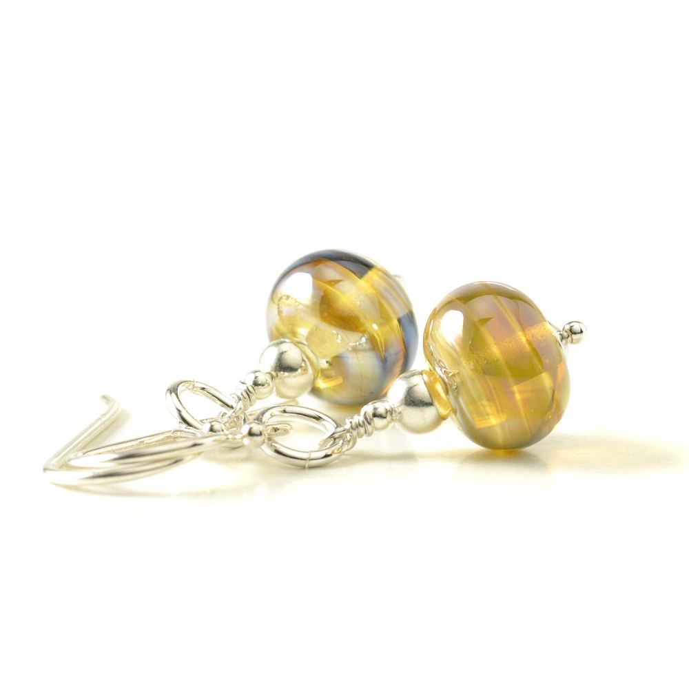 Liquid Gold Glass and Sterling Silver Earrings