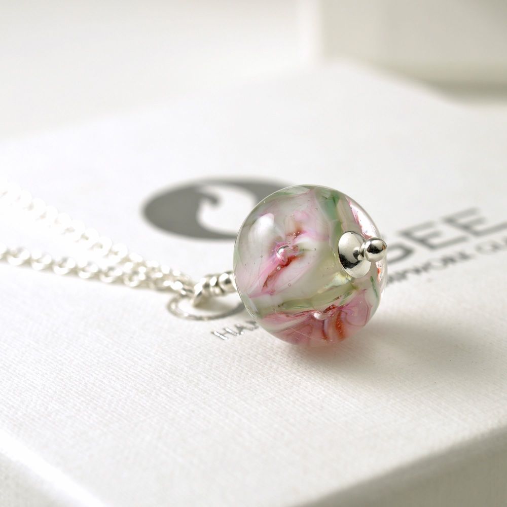 (WS) Floral Mini Glass Globe Necklace