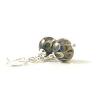 Blue and Grey Petal Lampwork Glass Earrings