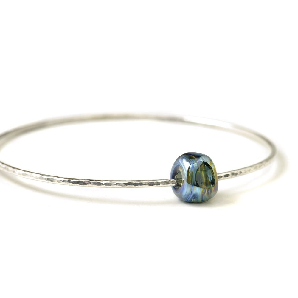 Sterling Silver Nugget Spinner Bangle