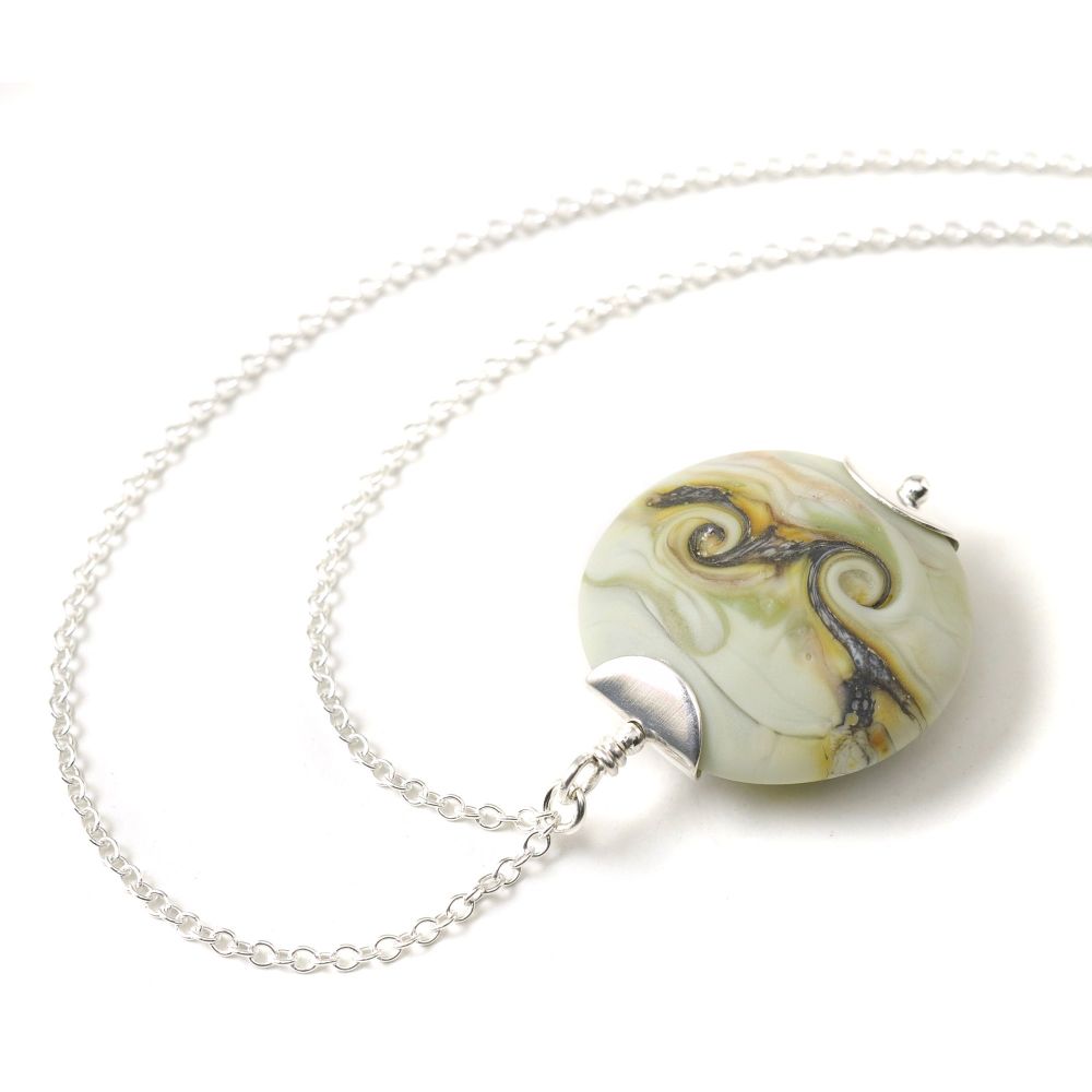 Tumbled Twist Lampwork Glass Necklace in Pale Green
