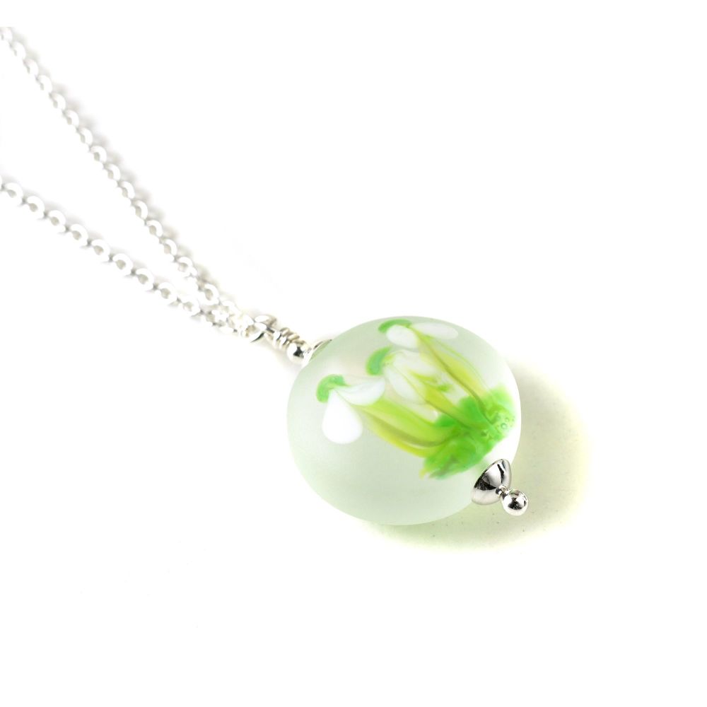 Snowdrop Lampwork Glass Necklace