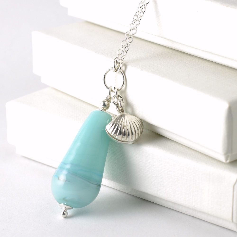 Summer Sea Lampwork Glass Pendant Necklace