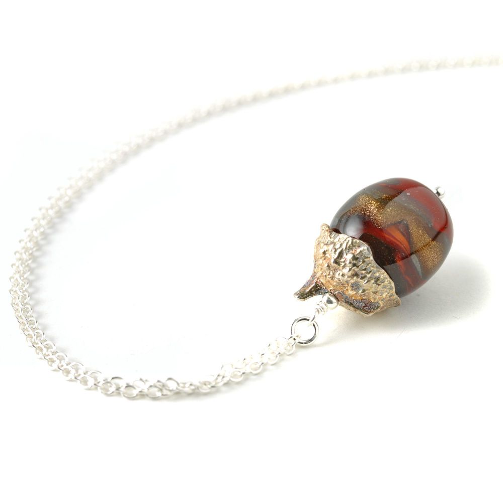Acorn Necklace - Fire Red