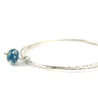 Night Sky Sterling Silver Charm Bangles in Inky Blue