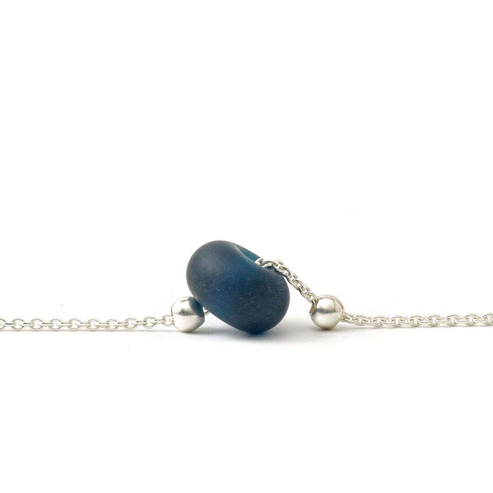 Indigo Glass Pebble Slider Necklace