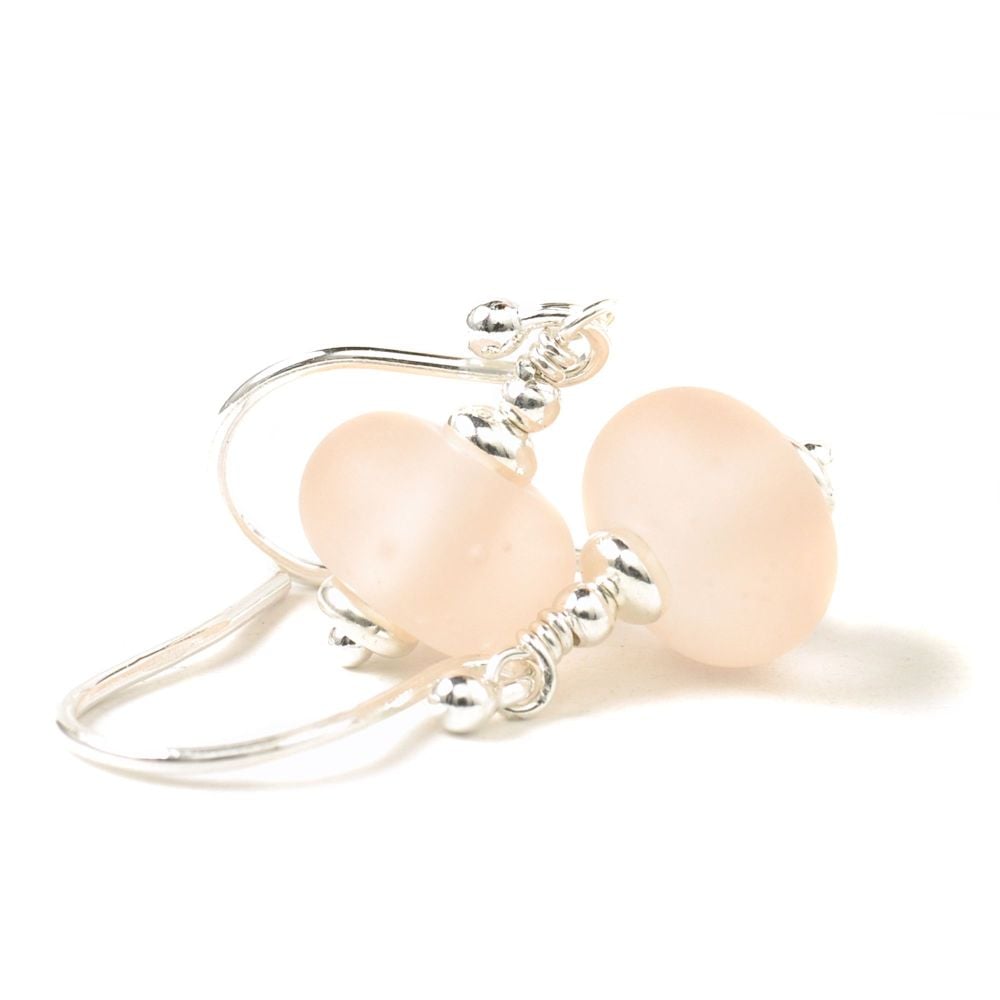 Blush Peach Tumbled Glass Earrings