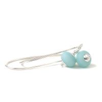Baby Blue Long Silver and Glass Earrings