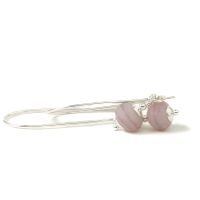 Dusky Pink Long Silver and Glass Earrings