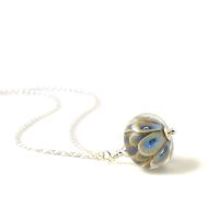 Pale Blue Bubbles Lampwork Glass and Sterling Silver Necklace