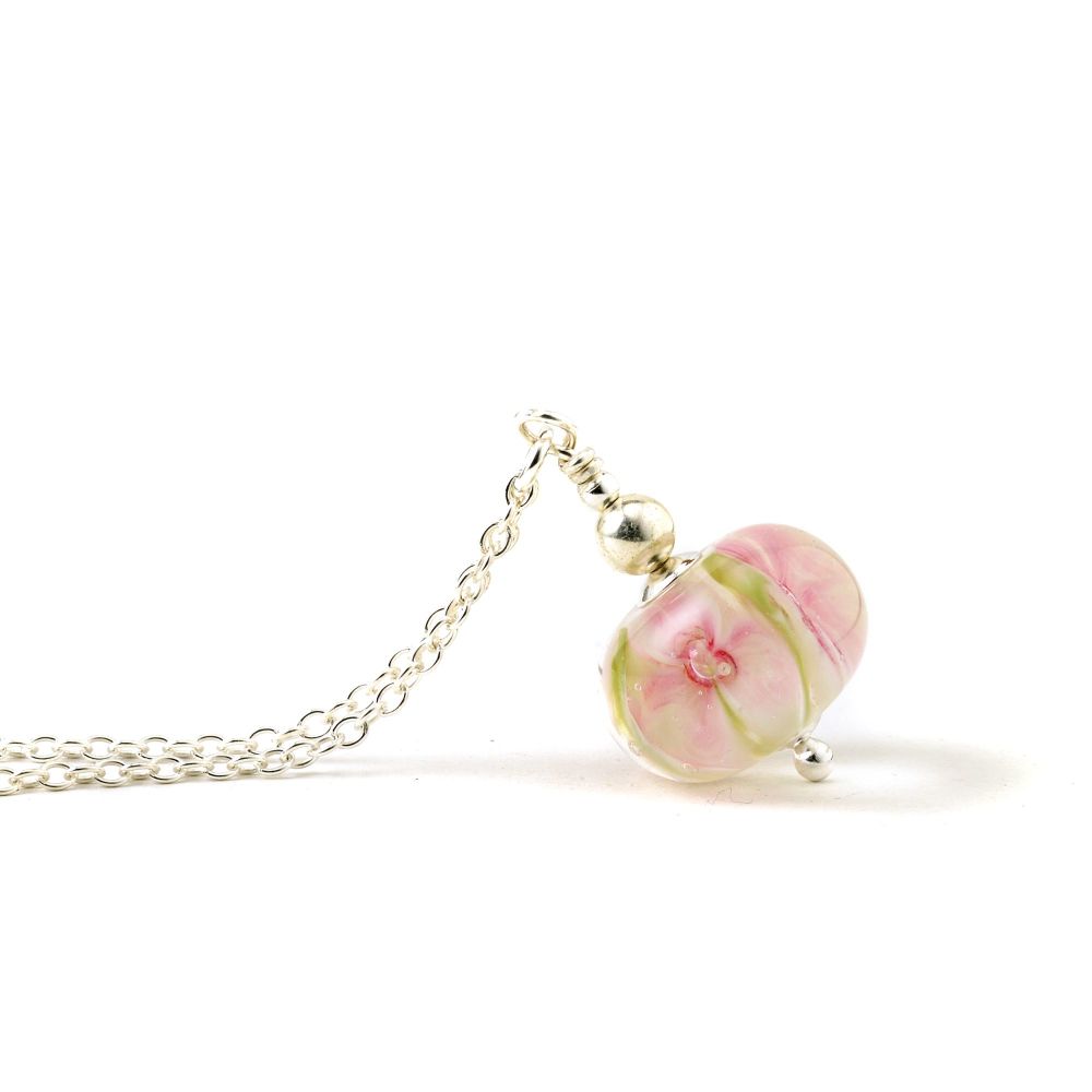Mini Pale Pink Glass Flower Necklace