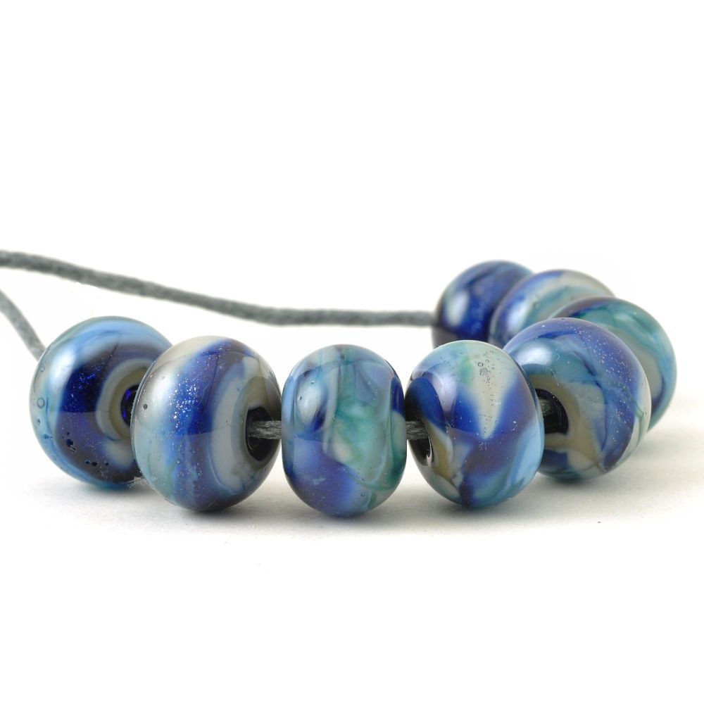 Atlantic Blue Lampwork Glass Beads