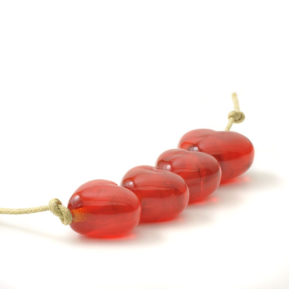 Red Heart Lampwork Beads