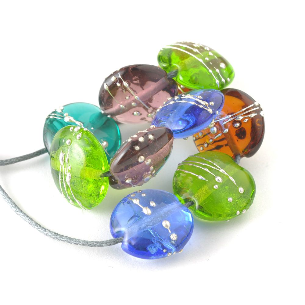 Silver Decorated Lampwork Bead Selection