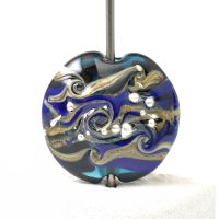 Royal Blue Handmade Lampwork Glass Focal Bead
