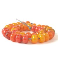 Orange and Red Handmade Lampwork Glass Spacer Beads