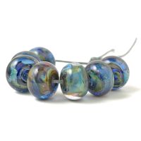 Blue Green Lampwork Glass Beads