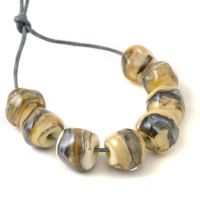 Sandy Beige Lampwork Nugget Beads