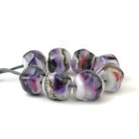 Marbled Purple Lampwork Nugget Beads