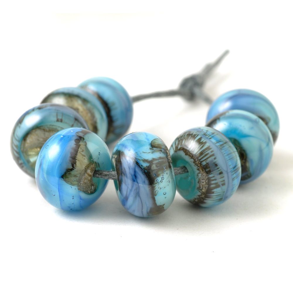 Turquoise Blue Lampwork Glass Beads