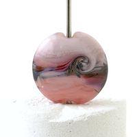 Pink Waves Lampwork Glass Focal Bead