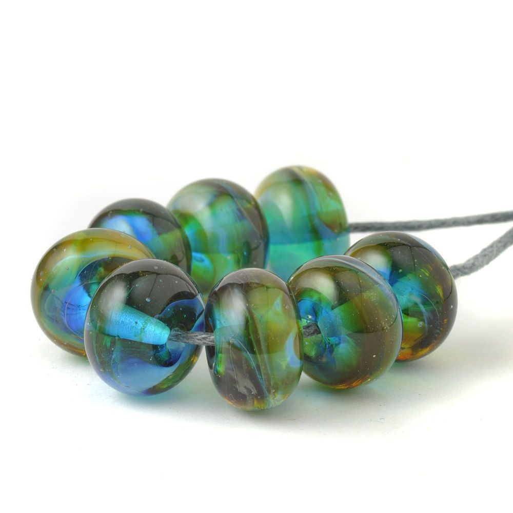 Tropical Green Lampwork Glass Beads