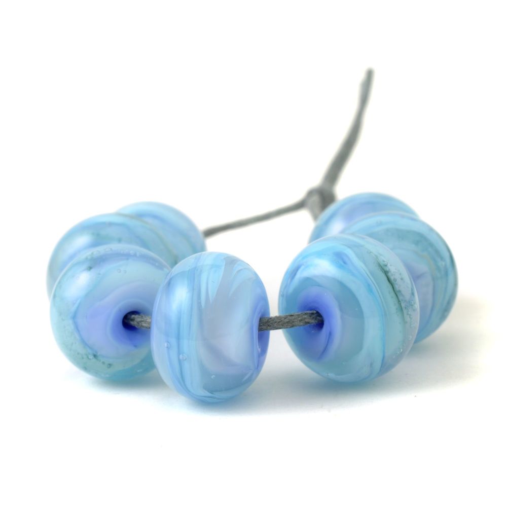 Sky Blues Lampwork Glass Beads