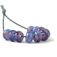 Purple and Blue Handmade Small Lampwork Glass Spacer Beads