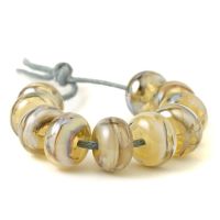 Champagne Swirls Handmade Small Lampwork Glass Spacer Beads