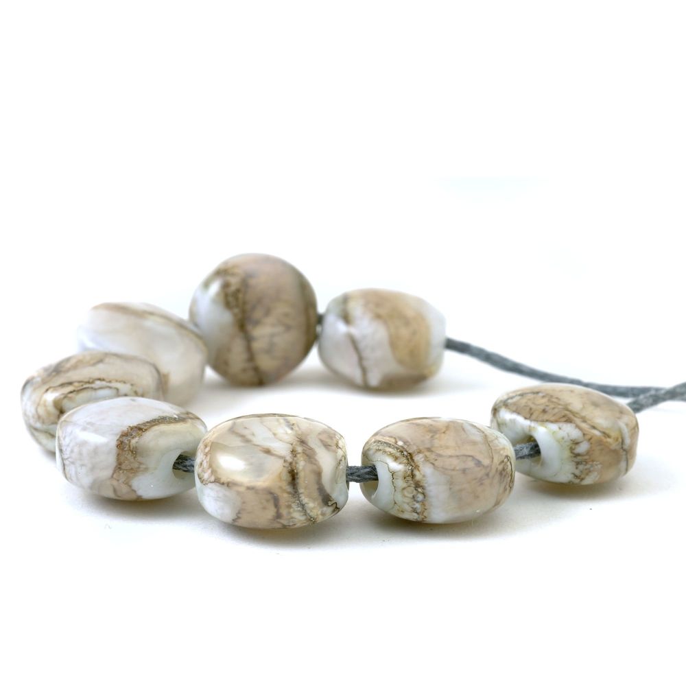 Pale Marbled Stone Effect Lampwork Glass