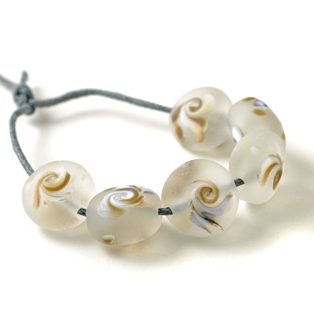 Frosted White Lampwork Glass Beads
