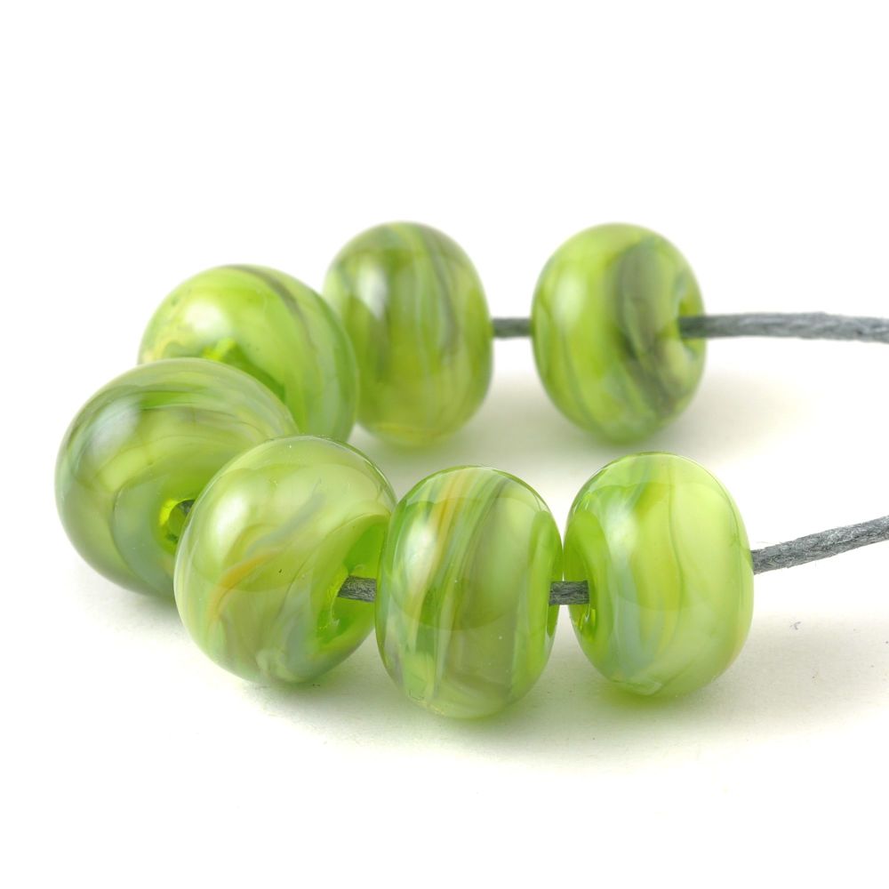 Lime Green Lampwork Glass Beads