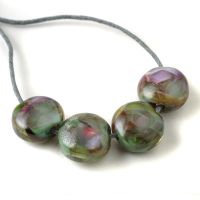 Green and Purple Lampwork Bead Set