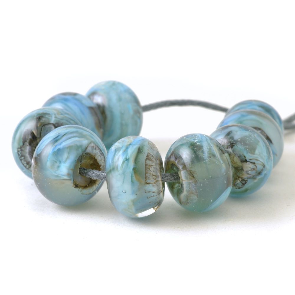Smoky Blue Lampwork Glass Beads