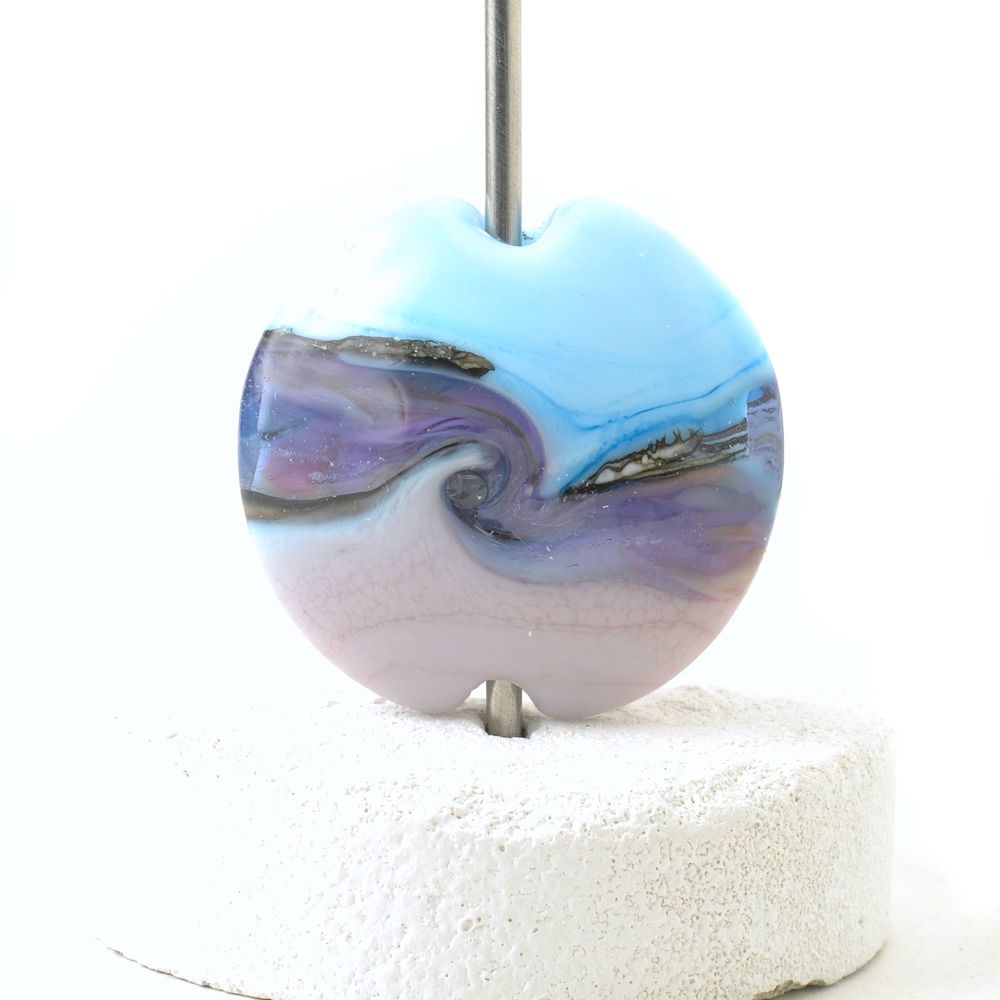 Blue and Pink Lampwork Glass Focal Bead