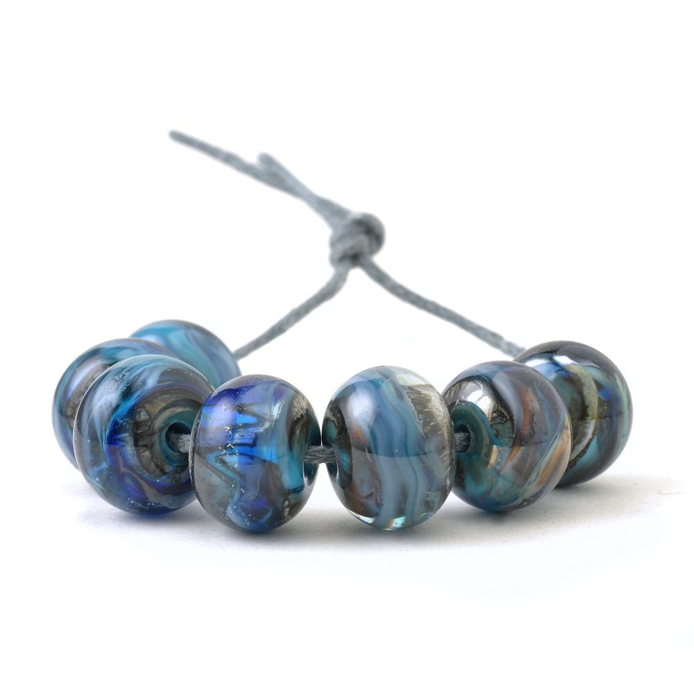 Deep Blue Lampwork Glass Beads