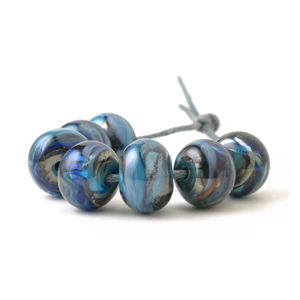 Deep Blue Lampwork Glass Beads