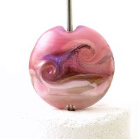 Raspberry Pink Lampwork Glass Focal Bead