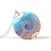 Pastel Waves Lampwork Glass Pendant Necklace